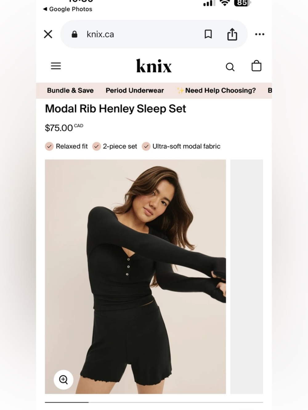 EUC Knix Modal Rib Henley Sleep Set